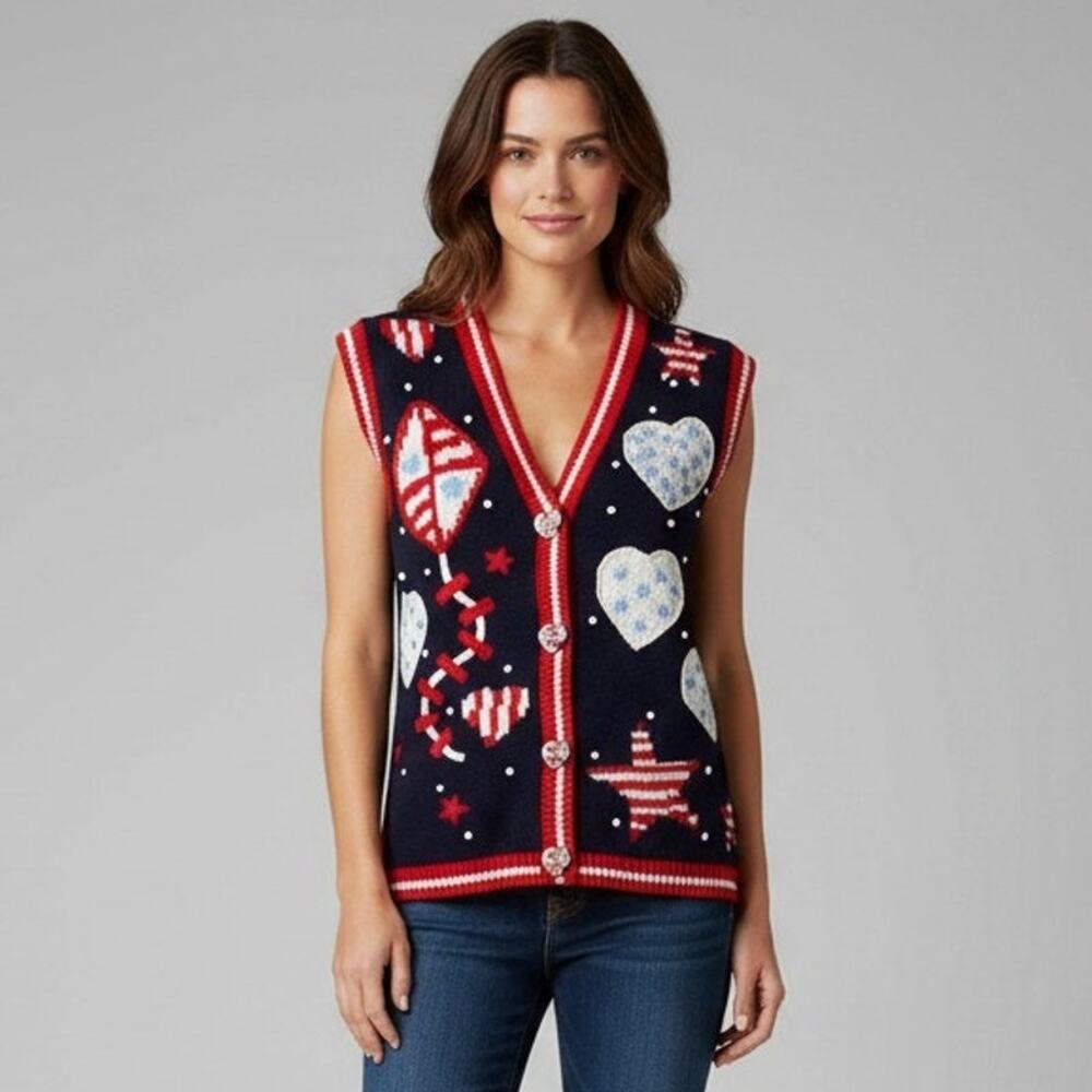 Vintage Rare Eagle’s Eye Collectible 4th Of July Patriotic Parade Sweater Vest M
